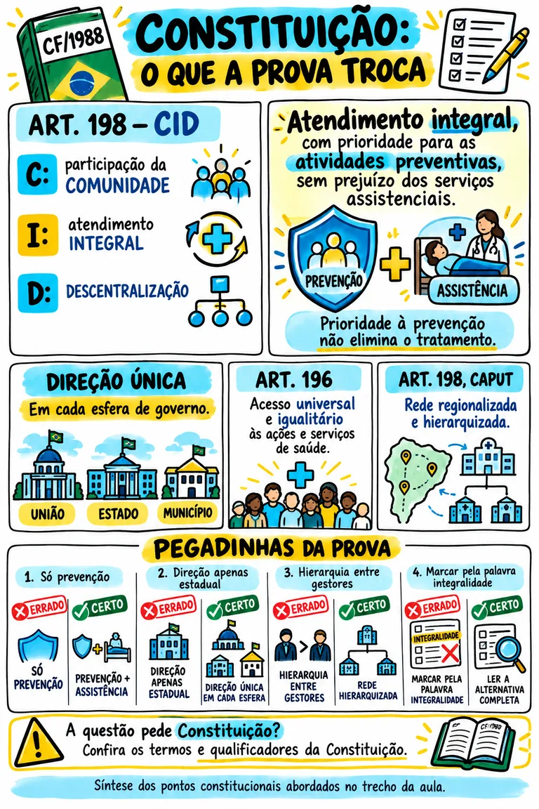 Resumo ilustrado: Constituição — o que a prova troca